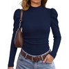image:imageWIHOLL Long Sleeve Shirt for Women Puff Sleeve Knit Tops Casual 2026Navy Blue