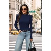 image:imageWIHOLL Long Sleeve Shirt for Women Puff Sleeve Knit Tops Casual 2026Navy Blue