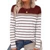 image:imageWIHOLL Long Sleeve Shirts for Women Stripe Tops Fall Fashion Outfits Red