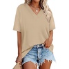 image:imageWIHOLL Oversized Tshirts for Women 2026 Summer Tops Short Sleeve V Neck Shirts Basic TeeApricot