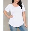 image:imageWIHOLL Short Sleeve Shirts for Women Summer Dressy Casual Tops Pleated Front02white