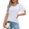 image:imageWIHOLL Short Sleeve Shirts for Women Summer Dressy Casual Tops Pleated Front02white