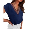 image:imageWIHOLL Summer Tops for Women 2026 Dressy Casual Short Sleeve Shirts Business Casual T Shirts Beach Vacation ClothesBlue Rainbow