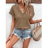 image:imageWIHOLL Summer Tops for Women 2026 Dressy Casual Short Sleeve Shirts Business Casual T Shirts Beach Vacation ClothesBrown