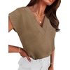 image:imageWIHOLL Summer Tops for Women 2026 Dressy Casual Short Sleeve Shirts Business Casual T Shirts Beach Vacation ClothesBrown
