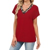 image:imageWIHOLL Summer Tops for Women 2026 Dressy Casual Short Sleeve Shirts Business Casual T Shirts Beach Vacation ClothesRed Leopard