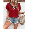 image:imageWIHOLL Summer Tops for Women 2026 Dressy Casual Short Sleeve Shirts Business Casual T Shirts Beach Vacation ClothesRed Leopard