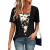 image:imageWIHOLL Womens Summer Tops Trendy 2 in 1 Blouses Short Sleeve Shirts Casual T Shirts Beach Vacation ClothesCarbon Black