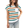 image:imageWIHOLL Womens Summer Tops Trendy Casual Cap Short Sleeve Sweater Beach Vacation Clothes Travel Outfits 2026 Casual Crew Neck T Shirts Soft Cute Spring Tops Tshirts Shirts for Women White Striped L