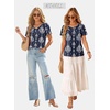 image:imageWIHOLL Womens Summer Tops Trendy Short Sleeve T Shirts Pleated Crewneck Tees Blouses Dressy Casual Outfits Fashion ClothingPrint 6