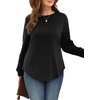 image:imageWIHOLL Womens Sweatshirts No Hood Cozy Sweaters Pullover Long Sleeve T Shirts Round Neck Tops Side Split Black S