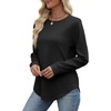 image:imageWIHOLL Womens Sweatshirts No Hood Cozy Sweaters Pullover Long Sleeve T Shirts Round Neck Tops Side Split Black S
