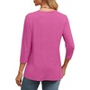 image:imageWIHOLL Womens Tops 34 Length Sleeve V Neck Casual Tunic Tops Basic Shirts Loose Fit BlouseB Hot Pink