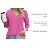 image:imageWIHOLL Womens Tops 34 Length Sleeve V Neck Casual Tunic Tops Basic Shirts Loose Fit BlouseB Hot Pink