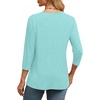 image:imageWIHOLL Womens Tops 34 Length Sleeve V Neck Casual Tunic Tops Basic Shirts Loose Fit BlouseB Lake Green