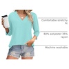 image:imageWIHOLL Womens Tops 34 Length Sleeve V Neck Casual Tunic Tops Basic Shirts Loose Fit BlouseB Lake Green