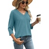 image:imageWIHOLL Womens Tops 34 Length Sleeve V Neck Casual Tunic Tops Basic Shirts Loose Fit BlouseC Gray Green