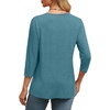 image:imageWIHOLL Womens Tops 34 Length Sleeve V Neck Casual Tunic Tops Basic Shirts Loose Fit BlouseC Gray Green
