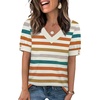 image:imageWIHOLL Womens Tops Boho Summer Outfits 2026 Short Sleeve Shirts with Bottons Beach Vacation Clothes Casual S3XL06striped Orange