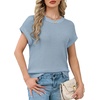 image:imageWIHOLL Womens Tops Cap Short Sleeve Sweater Basic Summer Tops Crew Neck T Shirts Flowy Business Casual Outfits Work 2026 Trendy Travel Fashion Vacation Outfits Blue S