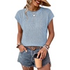 image:imageWIHOLL Womens Tops Cap Short Sleeve Sweater Basic Summer Tops Crew Neck T Shirts Flowy Business Casual Outfits Work 2026 Trendy Travel Fashion Vacation Outfits Blue S