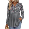 image:imagePlus Size Clothes for Women Trendy Fall Fashion Must Haves Long Sleeve Ladies Tops Business Casual Work Shirts Floral Grey 3XL