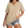 image:imageWIHOLL Oversized Tshirts for Women 2026 Summer Tops Short Sleeve V Neck Shirts Basic TeeApricot