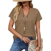 image:imageWIHOLL Summer Tops for Women 2026 Dressy Casual Short Sleeve Shirts Business Casual T Shirts Beach Vacation ClothesBrown
