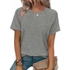 image:imageWIHOLL Summer Tops for Women 2026 Trendy Short Sleeve Shirts Crew Neck Tops Curved Hem Fashion ClothingGray