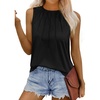 image:imageWIHOLL Womens Summer Tank Tops Pleated Round Neck Sleeveless Tops for Women Casual FlowyBlack