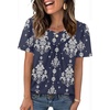 image:imageWIHOLL Womens Summer Tops Trendy Short Sleeve T Shirts Pleated Crewneck Tees Blouses Dressy Casual Outfits Fashion ClothingPrint 6
