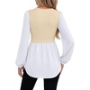 image:imageWIHOLL Womens Long Sleeve Tunic Tops Crew Neck Babydoll Peplum Blouses Fall Fashion 2026Apricot White