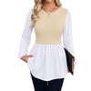 image:imageWIHOLL Womens Long Sleeve Tunic Tops Crew Neck Babydoll Peplum Blouses Fall Fashion 2026Apricot White