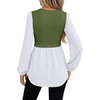 image:imageWIHOLL Womens Long Sleeve Tunic Tops Crew Neck Babydoll Peplum Blouses Fall Fashion 2026Army Green White