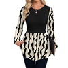 image:imageWIHOLL Womens Long Sleeve Tunic Tops Crew Neck Babydoll Peplum Blouses Fall Fashion 2026Black Apricot Abstract