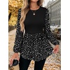 image:imageWIHOLL Womens Long Sleeve Tunic Tops Crew Neck Babydoll Peplum Blouses Fall Fashion 2026Black Floral