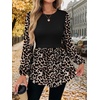 image:imageWIHOLL Womens Long Sleeve Tunic Tops Crew Neck Babydoll Peplum Blouses Fall Fashion 2026Black Leopard