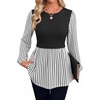 image:imageWIHOLL Womens Long Sleeve Tunic Tops Crew Neck Babydoll Peplum Blouses Fall Fashion 2026Black Striped