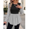 image:imageWIHOLL Womens Long Sleeve Tunic Tops Crew Neck Babydoll Peplum Blouses Fall Fashion 2026Black Striped