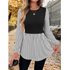image:imageWIHOLL Womens Long Sleeve Tunic Tops Crew Neck Babydoll Peplum Blouses Fall Fashion 2026Black Striped