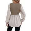 image:imageWIHOLL Womens Long Sleeve Tunic Tops Crew Neck Babydoll Peplum Blouses Fall Fashion 2026Coffee Striped