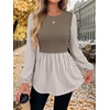 image:imageWIHOLL Womens Long Sleeve Tunic Tops Crew Neck Babydoll Peplum Blouses Fall Fashion 2026Coffee Striped