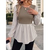 image:imageWIHOLL Womens Long Sleeve Tunic Tops Crew Neck Babydoll Peplum Blouses Fall Fashion 2026Coffee Striped