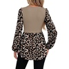 image:imageWIHOLL Womens Long Sleeve Tunic Tops Crew Neck Babydoll Peplum Blouses Fall Fashion 2026Khaki Leopard