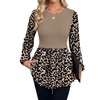 image:imageWIHOLL Womens Long Sleeve Tunic Tops Crew Neck Babydoll Peplum Blouses Fall Fashion 2026Khaki Leopard