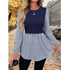 image:imageWIHOLL Womens Long Sleeve Tunic Tops Crew Neck Babydoll Peplum Blouses Fall Fashion 2026Navy Striped