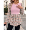 image:imageWIHOLL Womens Long Sleeve Tunic Tops Crew Neck Babydoll Peplum Blouses Fall Fashion 2026Pink Floral
