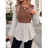 image:imageWIHOLL Womens Long Sleeve Tunic Tops Crew Neck Babydoll Peplum Blouses Fall Fashion 2026Rust Striped