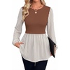 image:imageWIHOLL Womens Long Sleeve Tunic Tops Crew Neck Babydoll Peplum Blouses Fall Fashion 2026Rust Striped