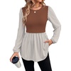 image:imageWIHOLL Womens Long Sleeve Tunic Tops Crew Neck Babydoll Peplum Blouses Fall Fashion 2026Rust Striped